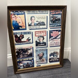 Vintage world war 11 memoriam poster in wood frame 22 by 18